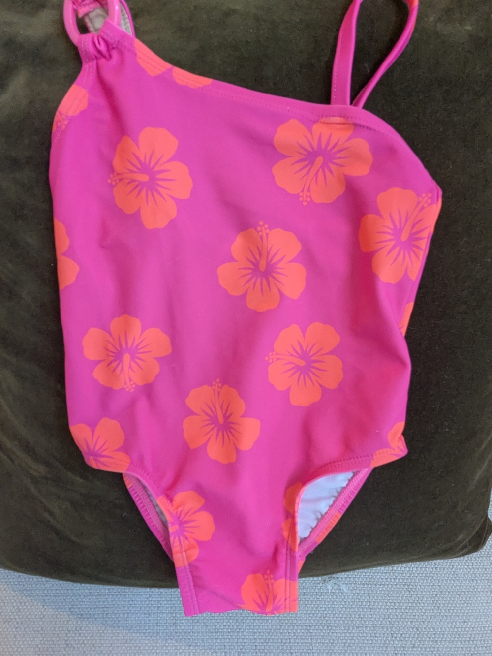 Old Navy Pink One-Piece Swimsuit with Orange Floral Print